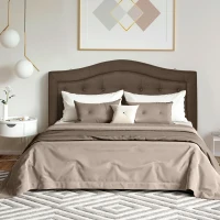 HOMCOM Upholstered Headboard, Button Tufted Bedhead Board, Home Bedroom Decoration for Full-Sized Beds, Brown(m-7)