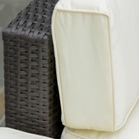 Outsunny 6 Pieces Wicker Patio Furniture Set with Thick Cushions, Deluxe Outdoor All-Weather Resistant PE Rattan Sectional Conversation Sofa Set with Glass Top Table, Beige(m-9)