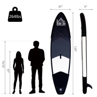HOMCOM 10FT Inflatable Stand Up Paddle Board with Premium SUP Accessories, Adjustable Paddle, Pump, Carry Bag, Fin, Non-Slip & Thick Deck for Youth Adult, Grey(m-3)