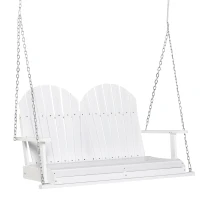 Outsunny 46" 2-Person Outdoor Porch Swing Bench with Solid Wood Design, Southern Style, & Chains Included, 440 lb Weight Capacity, White(m-1)