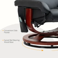 HOMCOM Recliner Chair with Ottoman, Electric Faux Leather Recliner with 10 Vibration Points and 5 Massage Mode, Reclining Chair with Swivel Wood Base, Remote Control and Side Pocket, Black(m-6)