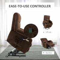 HOMCOM Power Lift Chair, Fabric Upholstered Recliner for Elderly with USB Ports, Cup Holders, Remote Control, and Side Pockets, Brown(m-7)