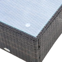 Outsunny Outdoor Lounge Chairs Set of 2 with 5-Level Angles Adjust Backrest, Thick Cushions, & Matching Table, Patio Rattan Furniture Sets for Pool Side, Balcony, Beach, Yard, MixedBrown(m-9)