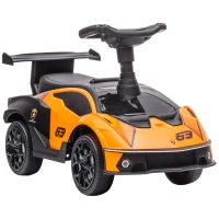 Aosom Ride on Push Car, Ride Racer, Foot-to-Floor Walking Sliding Car for Toddler with Under Seat Storage, Horn and Engine Sound, Steering Wheel, Aged 18-36 Months, Orange(m-1)