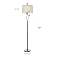 HOMCOM Traditional Floor Lamp with Leaf Design and Tapered Lampshade, Standing Lamp for Living Room, Bedroom, Office, Antique Bronze(m-3)