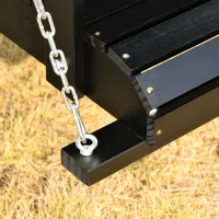 Outsunny 46" 2-Person Outdoor Porch Swing Bench with Solid Wood Design, Southern Style, & Chains Included, 440 lb Weight Capacity, Black(m-7)