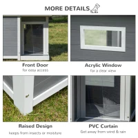 PawHut Outdoor Indoor Dog House with Openable Top, Weather Resistant Dog Kennel with Porch, Pet Furniture for Small and Medium Sized Dogs, Gray(m-7)