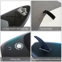 HOMCOM 10FT Inflatable Stand Up Paddle Board with Premium SUP Accessories, Adjustable Paddle, Pump, Carry Bag, Fin, Non-Slip & Thick Deck for Youth Adult, Grey(m-4)