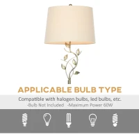 HOMCOM Traditional Floor Lamp with Leaf Design and Tapered Lampshade, Standing Lamp for Living Room, Bedroom, Office, Antique Bronze(m-6)