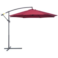 Outsunny 10' Cantilever Patio Umbrellas with UV and Water Resistant for Patio & Backyard Comfortable Red(m-1)