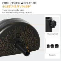 Outsunny Half Round Umbrella Base Fillable Patio Umbrella Stand Holder for Lawn, Deck, Backyard, Garden, 40 lb Water or 46 lb Sand, Bronze(m-8)