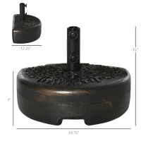 Outsunny Half Round Umbrella Base Fillable Patio Umbrella Stand Holder for Lawn, Deck, Backyard, Garden, 40 lb Water or 46 lb Sand, Bronze(m-3)