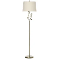 HOMCOM Traditional Floor Lamp with Leaf Design and Tapered Lampshade, Standing Lamp for Living Room, Bedroom, Office, Antique Bronze(m-1)