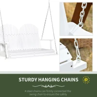 Outsunny 46" 2-Person Outdoor Porch Swing Bench with Solid Wood Design, Southern Style, & Chains Included, 440 lb Weight Capacity, White(m-5)