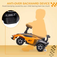 Aosom Ride on Push Car, Ride Racer, Foot-to-Floor Walking Sliding Car for Toddler with Under Seat Storage, Horn and Engine Sound, Steering Wheel, Aged 18-36 Months, Orange(m-6)