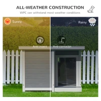 PawHut Outdoor Indoor Dog House with Openable Top, Weather Resistant Dog Kennel with Porch, Pet Furniture for Small and Medium Sized Dogs, Gray(m-5)