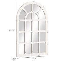 HOMCOM 43" x 27.5" Large Wall Mirror, Arch Window Mirror for Wall Decor in Living Room, Bedroom, Entryway, Rustic White(m-3)