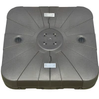 Outsunny Square Cantilever Patio Umbrella Base with 4 Wheels for Easy Moving, Heavy Duty Umbrella Stand Weight, 330 lb Capacity Sand or 286 lb Capacity Water, Coffee(m-8)