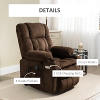 HOMCOM Power Lift Chair, Fabric Upholstered Recliner for Elderly with USB Ports, Cup Holders, Remote Control, and Side Pockets, Brown(m-8)