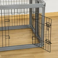 PawHut 24.5" Heavy Duty Pet Playpen, 6 Panels Dog Exercise Pen, Foldable Puppy Play Whelping Fence, with Door, Double Locking Latches, for Indoor Outdoor Use, Gray(m-8)