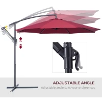 Outsunny 10' Cantilever Patio Umbrellas with UV and Water Resistant for Patio & Backyard Comfortable Red(m-5)