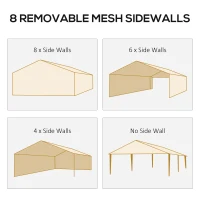 Outsunny 10' x 30' Party Tent, Event Shelter Gazebo Canopy with Removable Mesh Side Walls and Two Doors, White(m-6)