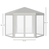 Outsunny Outdoor Cathedral Style Roof Party Gazebo with Mesh Walls - Cream White(m-3)