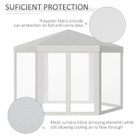 Outsunny Outdoor Cathedral Style Roof Party Gazebo with Mesh Walls - Cream White(m-4)