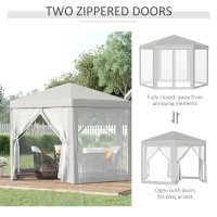 Outsunny Outdoor Cathedral Style Roof Party Gazebo with Mesh Walls - Cream White(m-6)