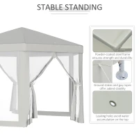 Outsunny Outdoor Cathedral Style Roof Party Gazebo with Mesh Walls - Cream White(m-5)
