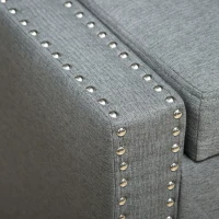 HOMCOM Nailhead Trim Upholstered Flip Top Storage Bench, Fabric Ottoman for Bedroom, or Living room, Light Grey(m-14)