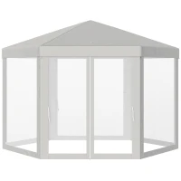 Outsunny Outdoor Cathedral Style Roof Party Gazebo with Mesh Walls - Cream White(m-1)