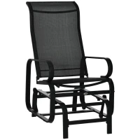 Outsunny Outdoor Patio Sling Fabric Swing Glider Rocker Chair with Smooth Rocking Arms, Black(m-1)