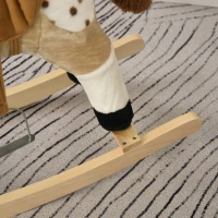 Qaba Kids Plush Rocking Horse - Beige Cowboy Rocker with Realistic Sounds, Fun & Safe Ride-on Toy for Toddlers(m-12)