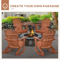 Outsunny Adirondack Rocking Chair, with Slatted Wooden Design, Fanned Back, Ergonomic Armrests, & Classic Rustic Style, For Porch, Patio, Backyard, Teak(m-8)