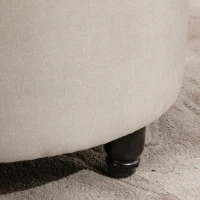 HOMCOM Round Linen-touch Fabric Storage Footstool Ottoman Button Tufted Footrest with Removable Lid, Beige(m-15)