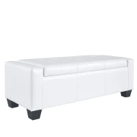 HOMCOM 50.5" Faux Leather Rectangular Tufted Storage Ottoman for Living Room, Entryway, or Bedroom, White(m-12)