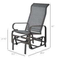 Outsunny Metal Mesh Fabric Single Outdoor Patio Glider Rocking Chair - Gray(m-3)