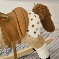 Qaba Kids Plush Rocking Horse - Beige Cowboy Rocker with Realistic Sounds, Fun & Safe Ride-on Toy for Toddlers(m-11)