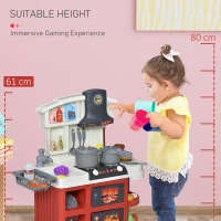 Qaba Kids Kitchen Playset with Simulation of Spray, 52-Piece Toy Kitchen Set, Pretend Play Game Sink with Real Running Water, Ages 3-6(m-8)