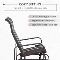 Outsunny 1-Person Outdoor Glider Swing, Single Rocker, Ergonomic Head Support, with Lightweight Metal & Mesh Construction, Supports Up to 352 lbs., for Backyard, Garden, Porch, Brown(m-5)