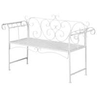 Outsunny 50" 2-Person Metal Garden Bench Outdoor Loveseat Yard Decorative Chair Park Seat Patio Furniture White(m-2)