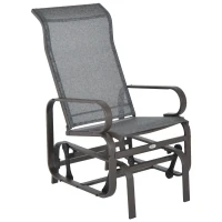 Outsunny Metal Mesh Fabric Single Outdoor Patio Glider Rocking Chair - Gray(m-1)