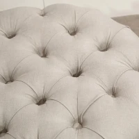 HOMCOM Round Linen-touch Fabric Storage Footstool Ottoman Button Tufted Footrest with Removable Lid, Beige(m-14)