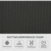 Outsunny Patio Wicker Adirondack Chair, Outdoor All-Weather Rattan Fire Pit Chair w/ Soft Cushions, Tall Curved Backrest and Comfortable Armrests for Deck or Garden, Cream White and Black(m-6)