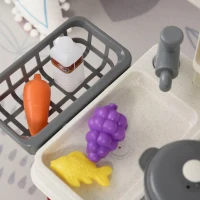 Qaba Kids Kitchen Playset with Simulation of Spray, 52-Piece Toy Kitchen Set, Pretend Play Game Sink with Real Running Water, Ages 3-6(m-14)