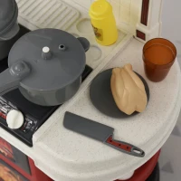 Qaba Kids Kitchen Playset with Simulation of Spray, 52-Piece Toy Kitchen Set, Pretend Play Game Sink with Real Running Water, Ages 3-6(m-15)