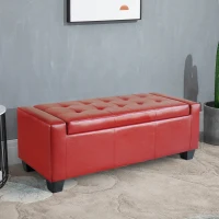 HOMCOM 50.5" Faux Leather Rectangular Tufted Storage Ottoman, Bright Red(m-12)