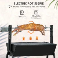 Outsunny Backyard Charcoal BBQ Grill & Smoker Combo Automatic Charcoal BBQ Rotisserie Grill 110lbs Lamb Hog Spit Roaster(m-4)
