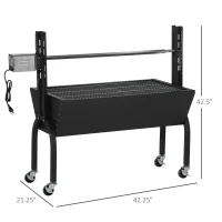 Outsunny Backyard Charcoal BBQ Grill & Smoker Combo Automatic Charcoal BBQ Rotisserie Grill 110lbs Lamb Hog Spit Roaster(m-3)